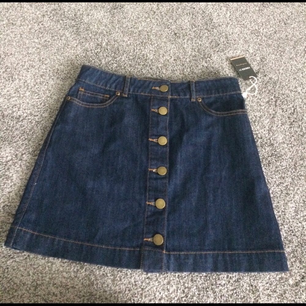 Button down denim skirt
